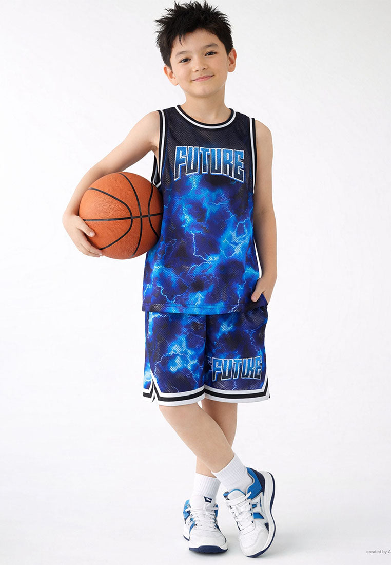 Short Gym Trousers with Print for Boys