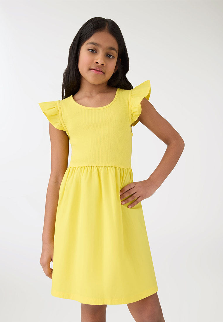 Skater Dress with Ruffle Sleeve for Girls
