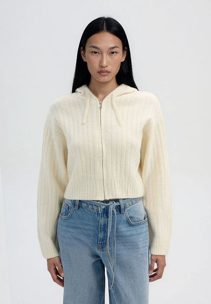 Women's Cropped cardigan with hood and zip