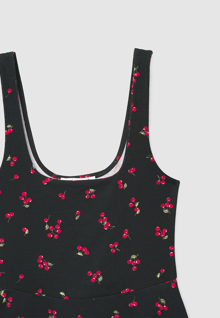 Women's Cherry Print Fit & Flare Mini Dress