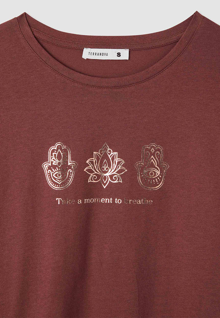 Women's Printed T-shirt with fringed edges