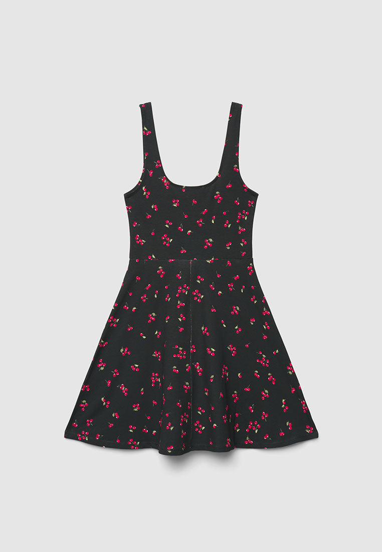 Women's Cherry Print Fit & Flare Mini Dress