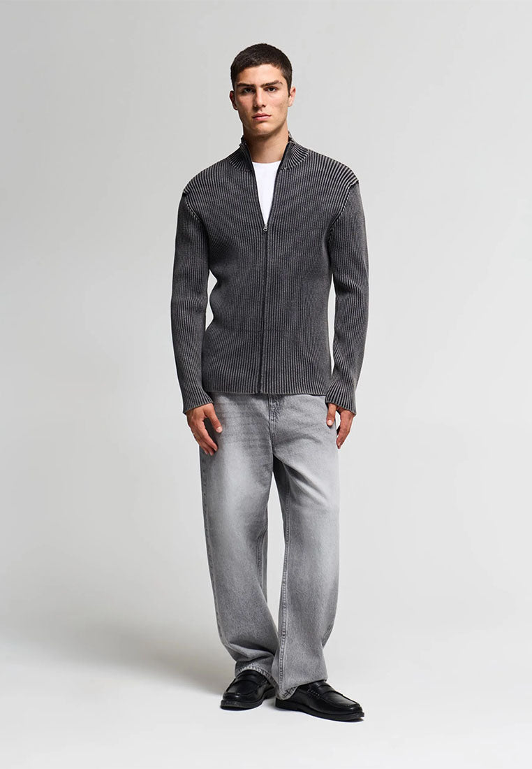 Men's Ribbed Zip-Up Cardigan
