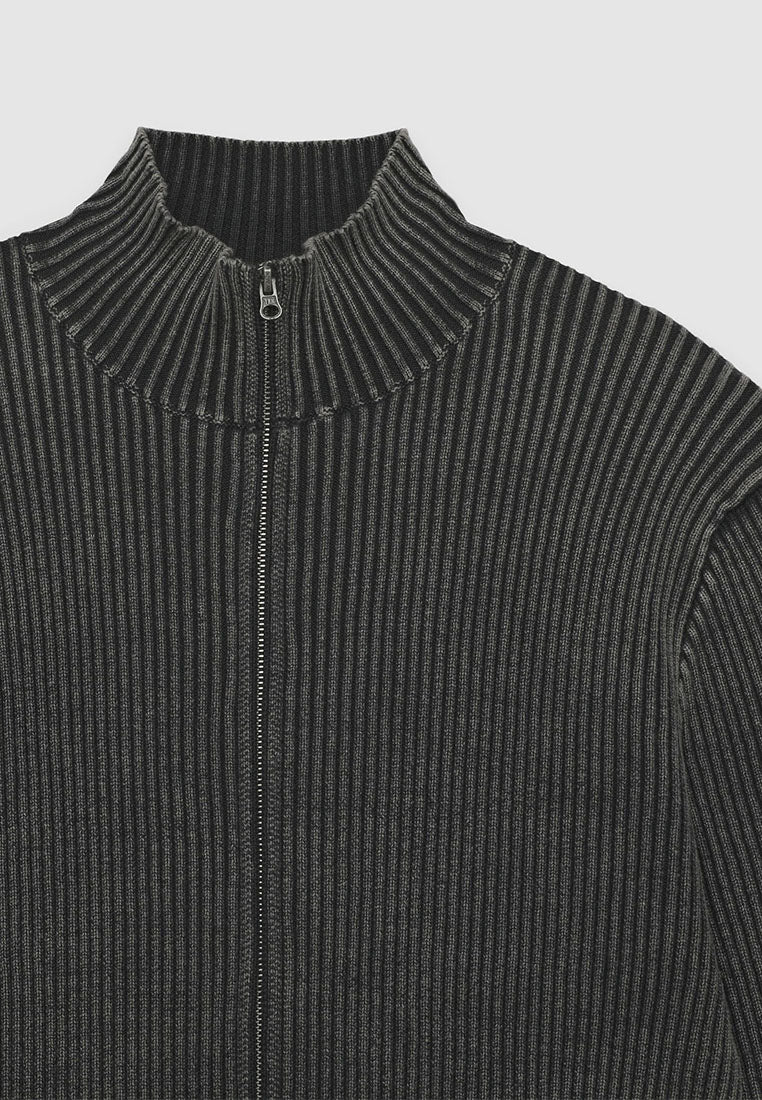 Men's Ribbed Zip-Up Cardigan