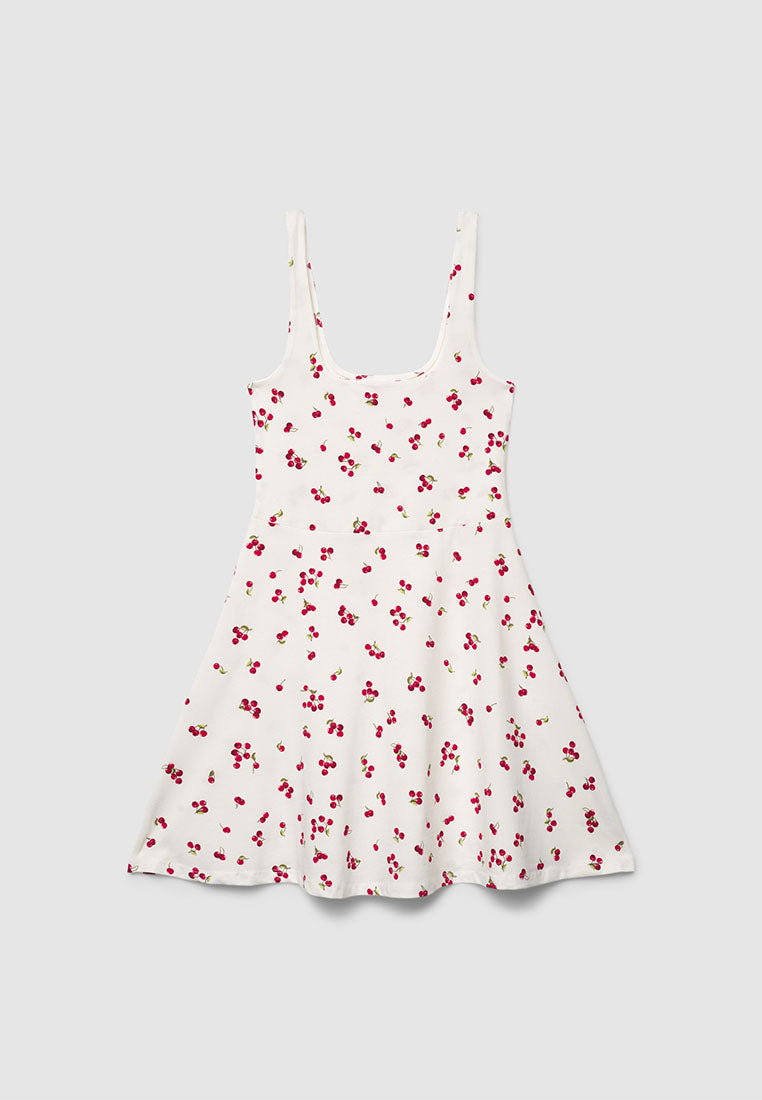 Women's Cherry Print Fit & Flare Mini Dress