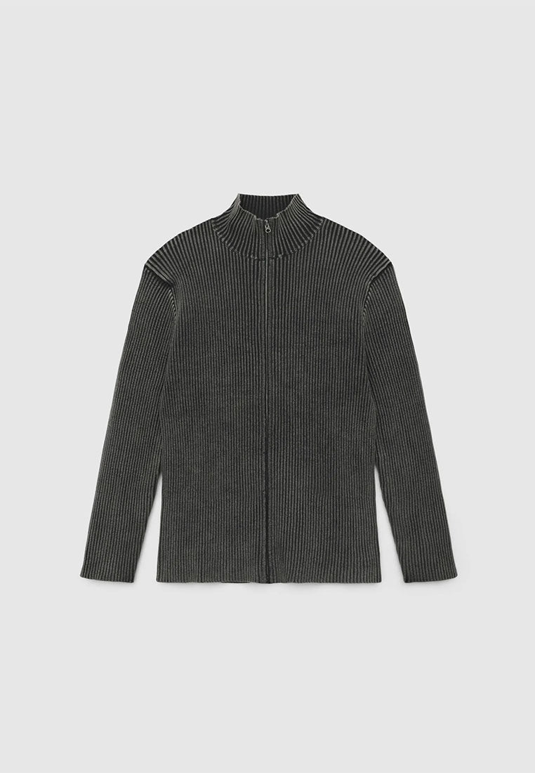 Men's Ribbed Zip-Up Cardigan