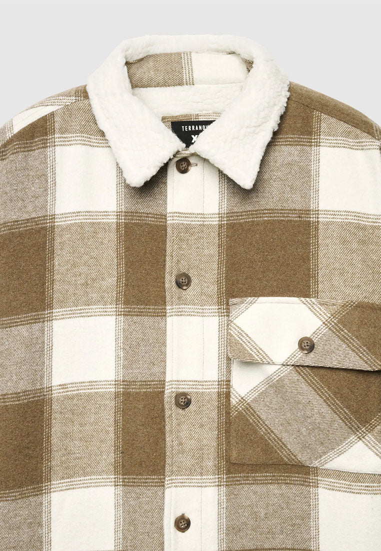 Men's Padded checked shirt jacket