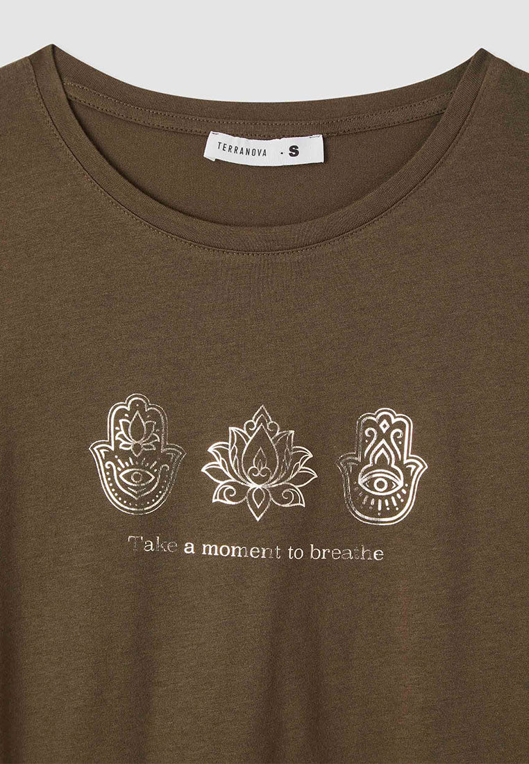 Women's Printed T-shirt with fringed edges