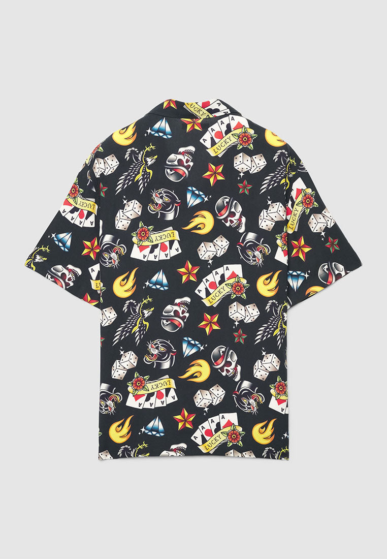 Men's Allover Print Bowling Shirt
