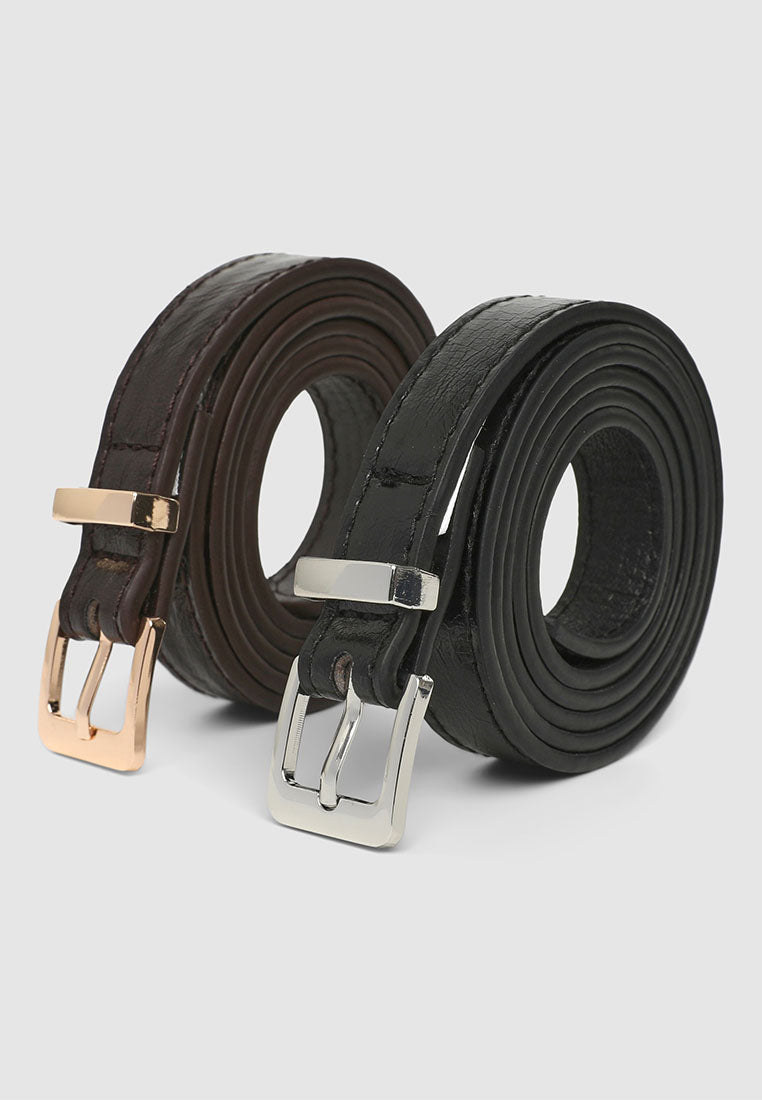 Women's Pack of 2 plain low-rise belts