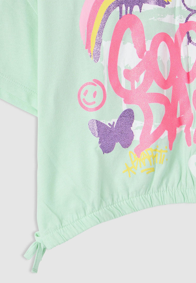 Graffiti print crop T-shirt for Girls