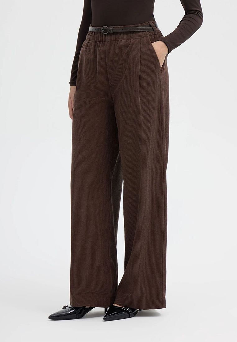 Women's Wide-leg corduroy trousers with belt