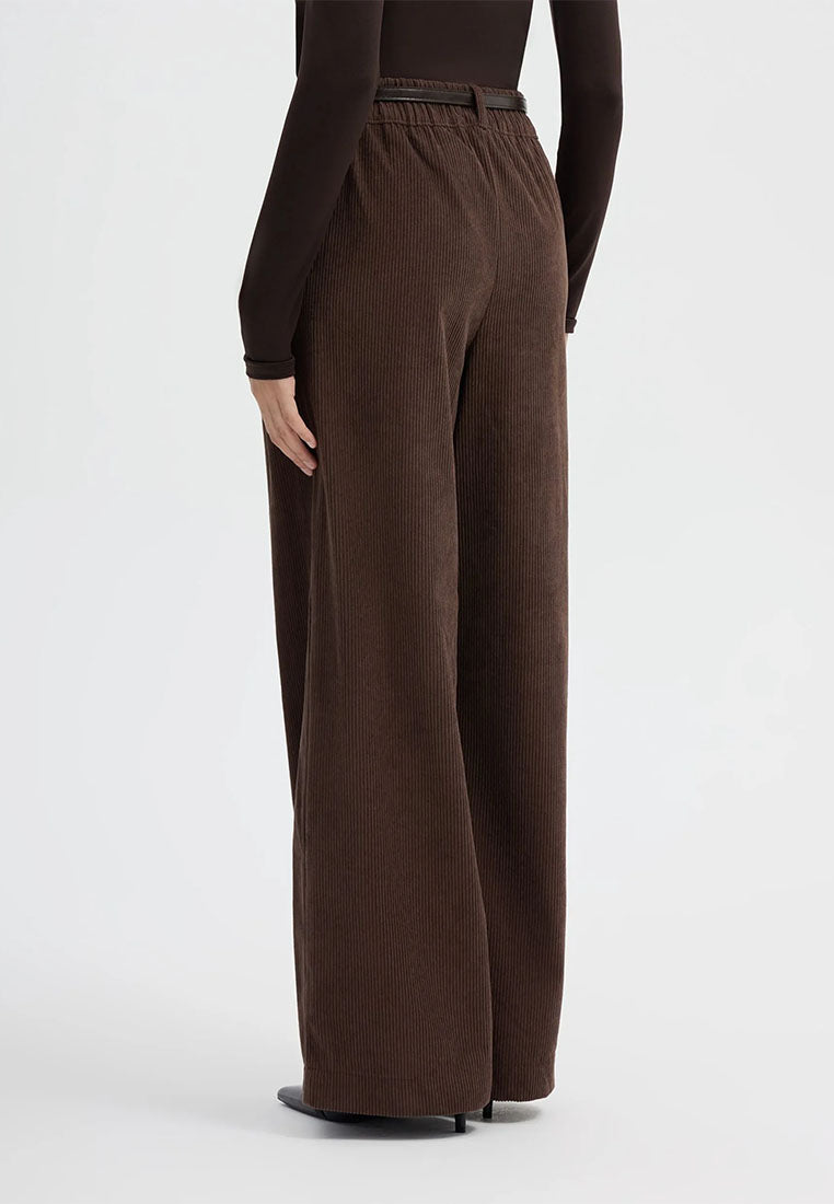 Women's Wide-leg corduroy trousers with belt