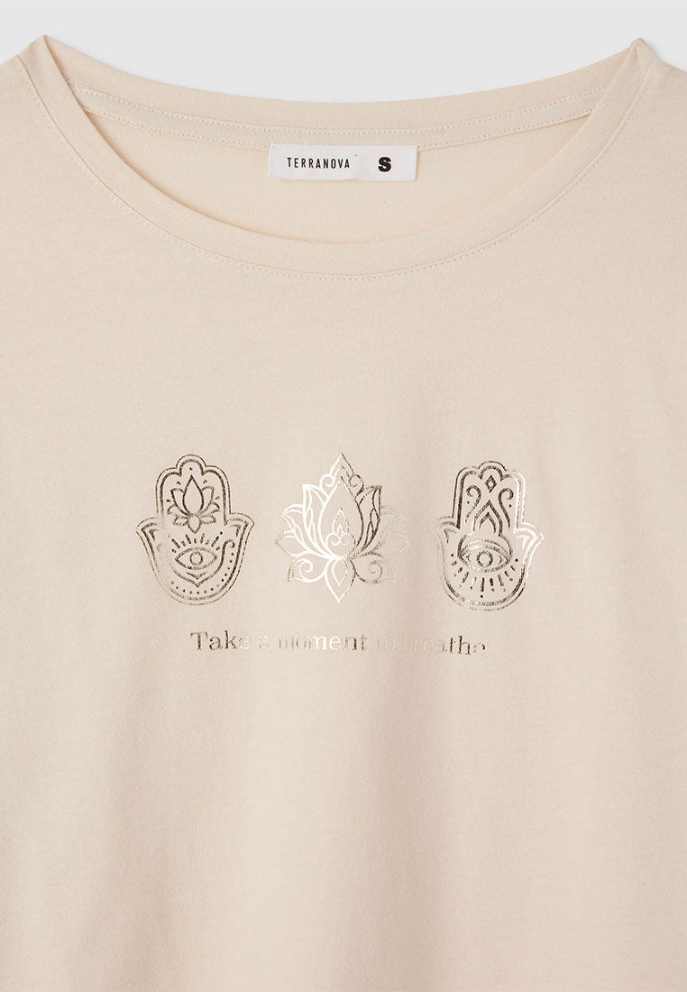 Women's Printed T-shirt with fringed edges