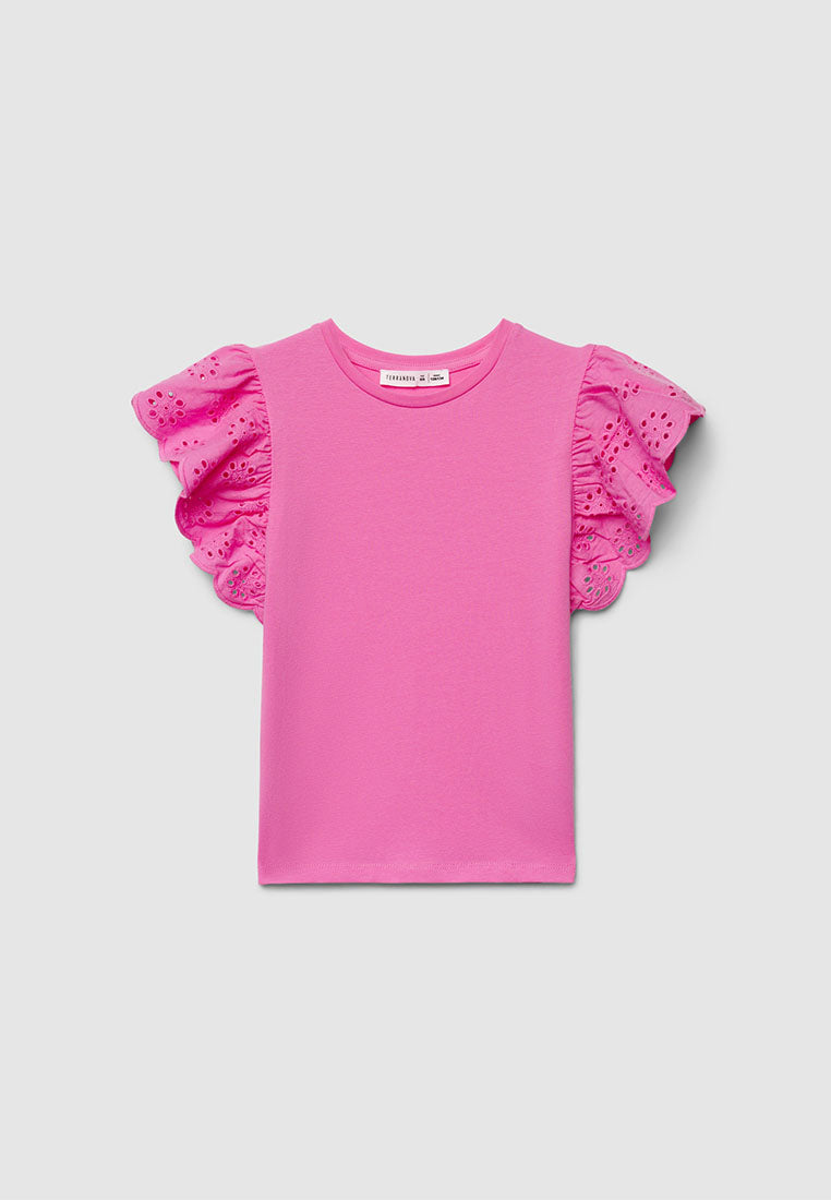 Sangallo Ruffle Sleeve T-Shirt for Girls