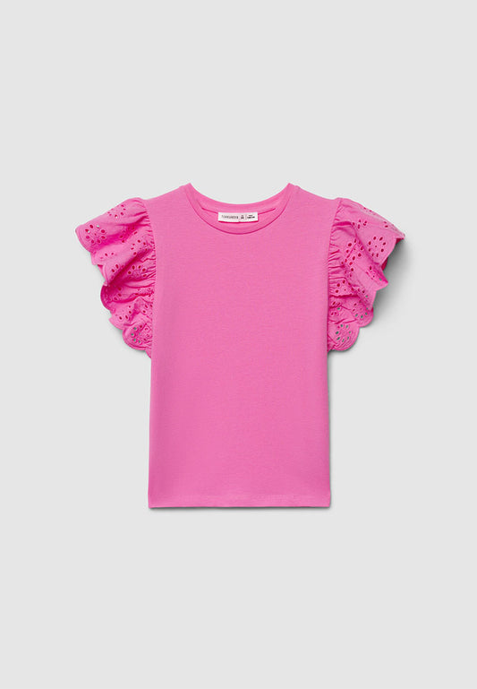 Sangallo Ruffle Sleeve T-Shirt for Girls