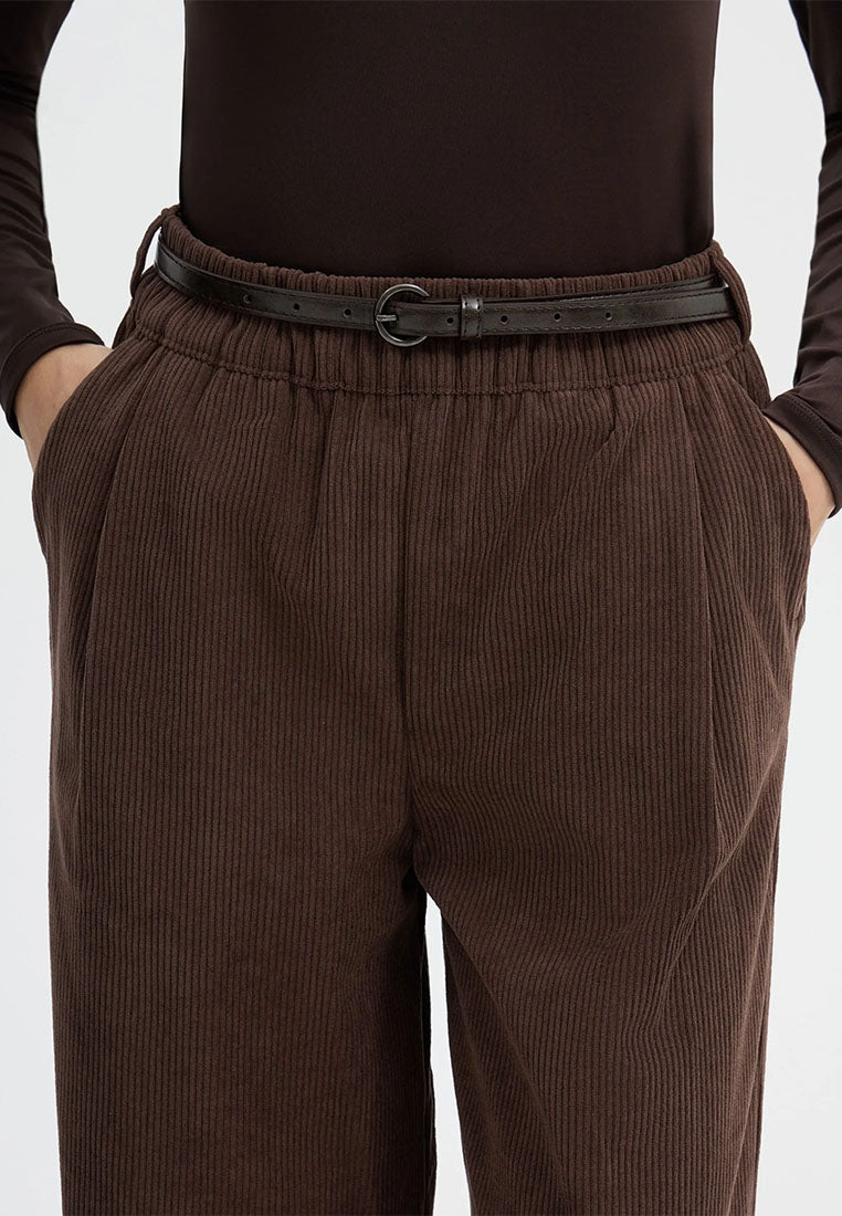 Women's Wide-leg corduroy trousers with belt