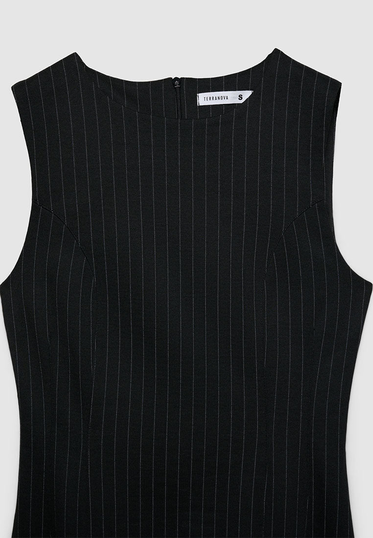Women's Pinstripe Sleeveless Mini Dress