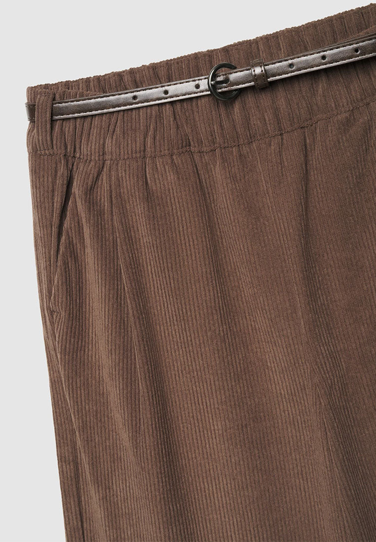 Women's Wide-leg corduroy trousers with belt