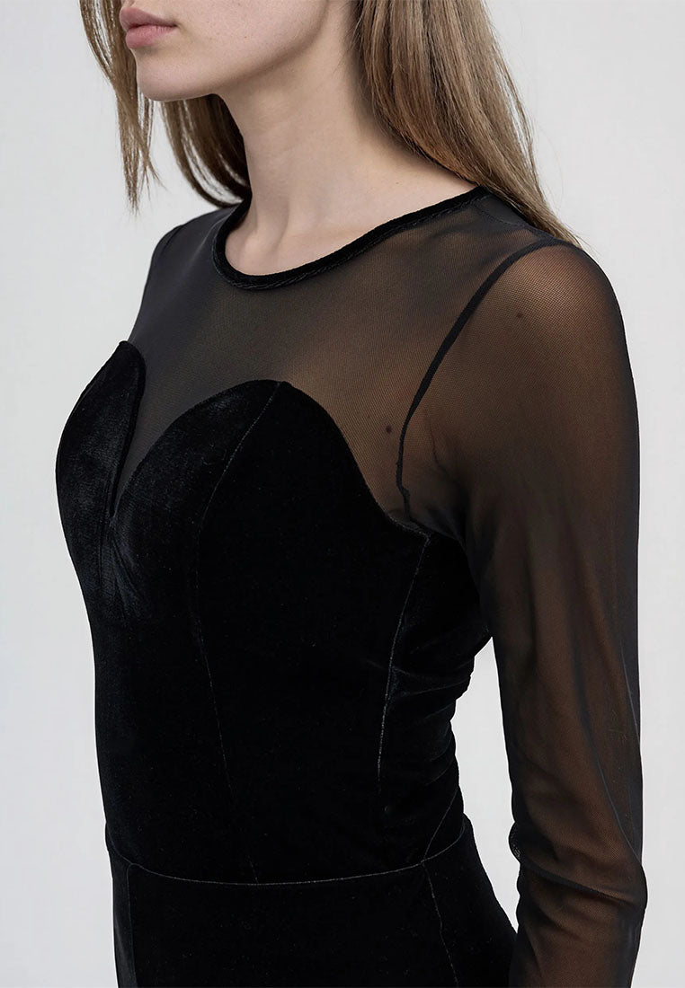 Women's Bodysuit with cups and sheer panels