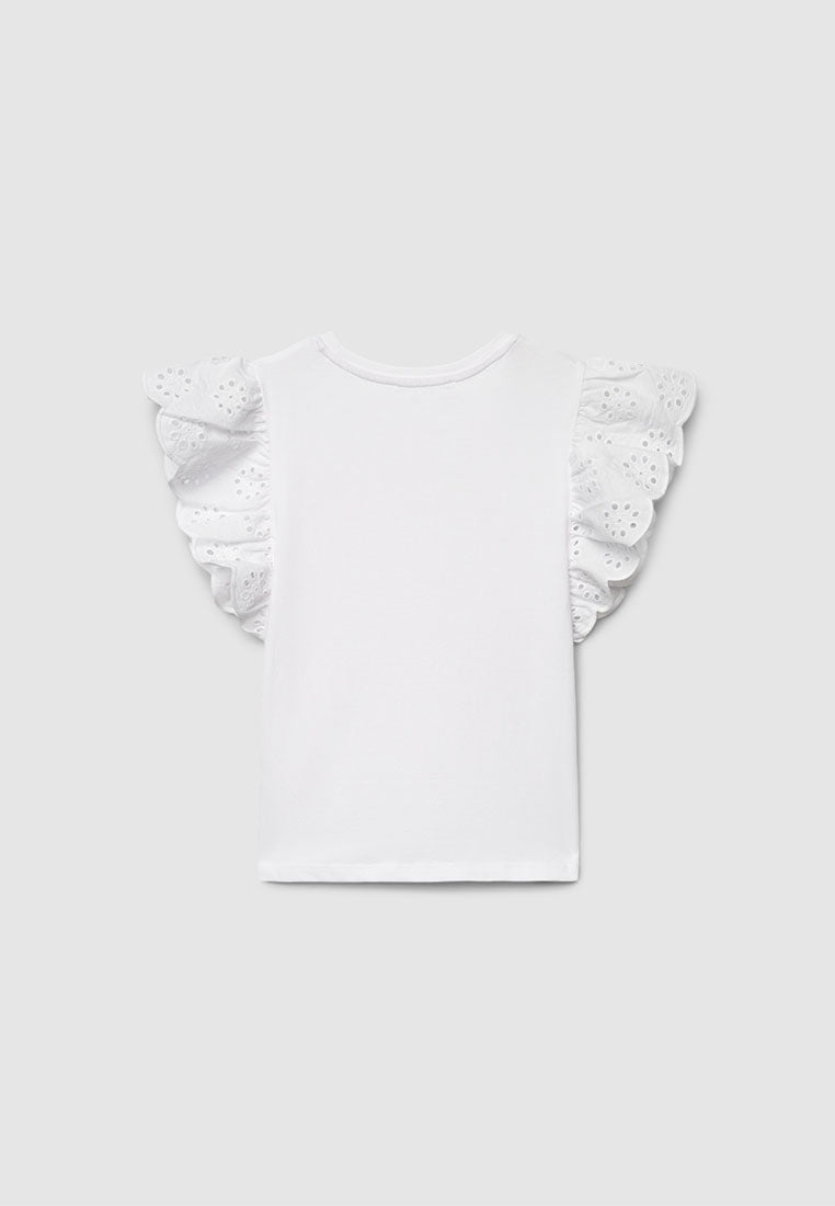 Sangallo Ruffle Sleeve T-Shirt for Girls