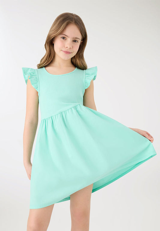 Skater Dress with Ruffle Sleeve for Girls