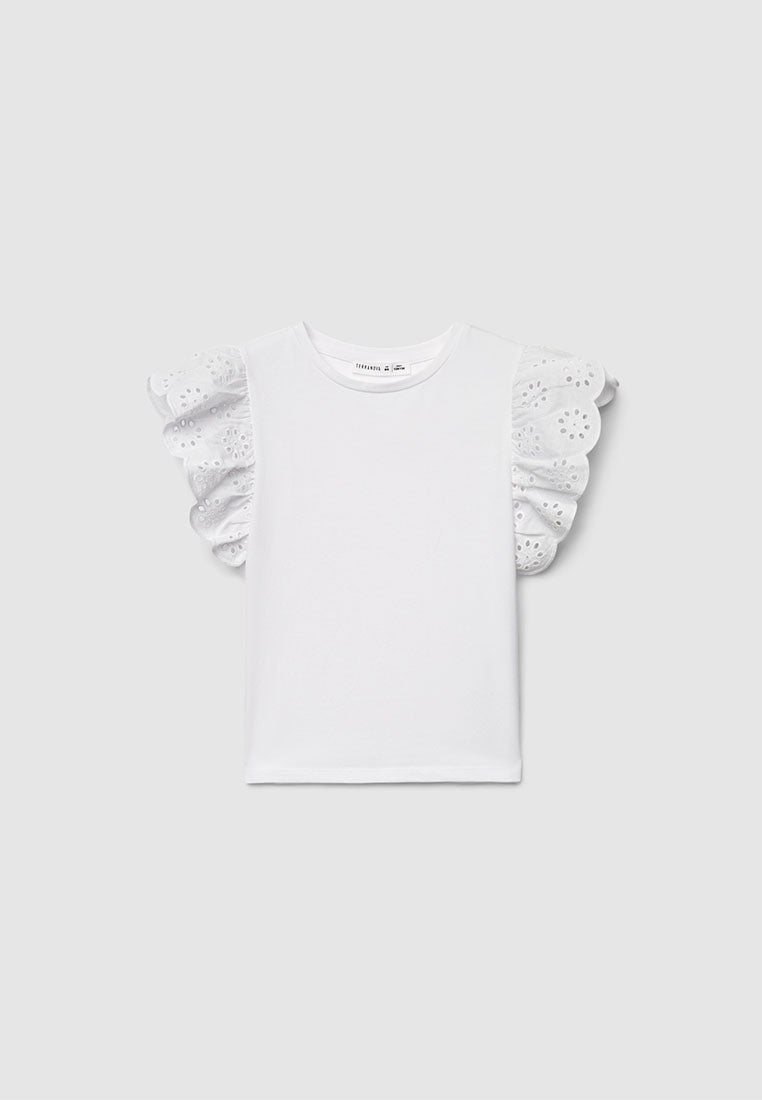 Sangallo Ruffle Sleeve T-Shirt for Girls