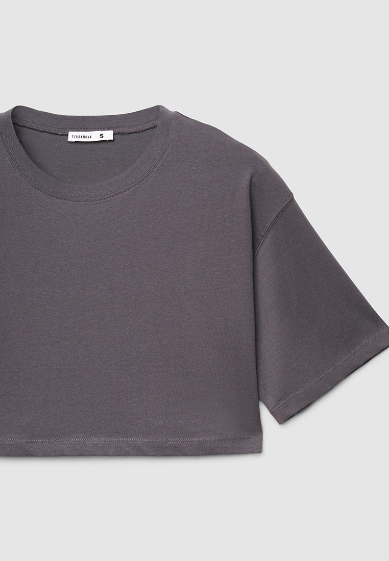 Solid Colour Crop Top T-shirt