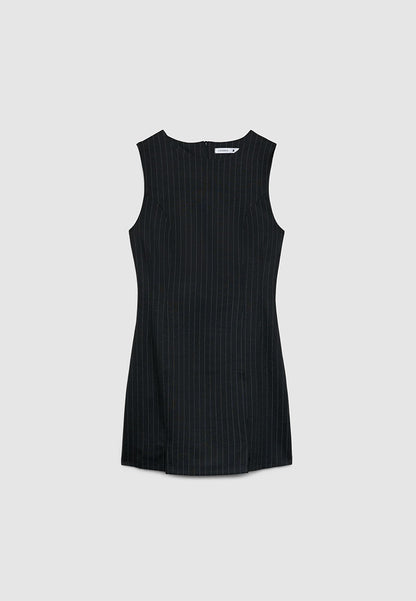 Women's Pinstripe Sleeveless Mini Dress
