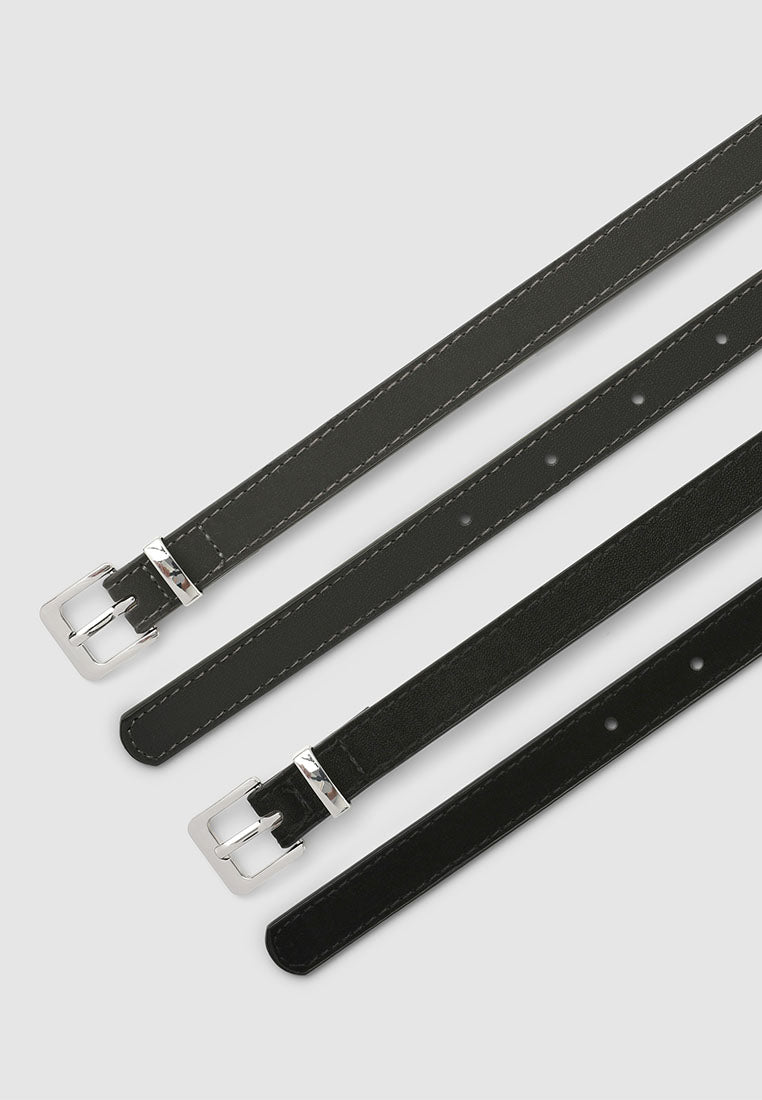 Women's Pack of 2 plain low-rise belts
