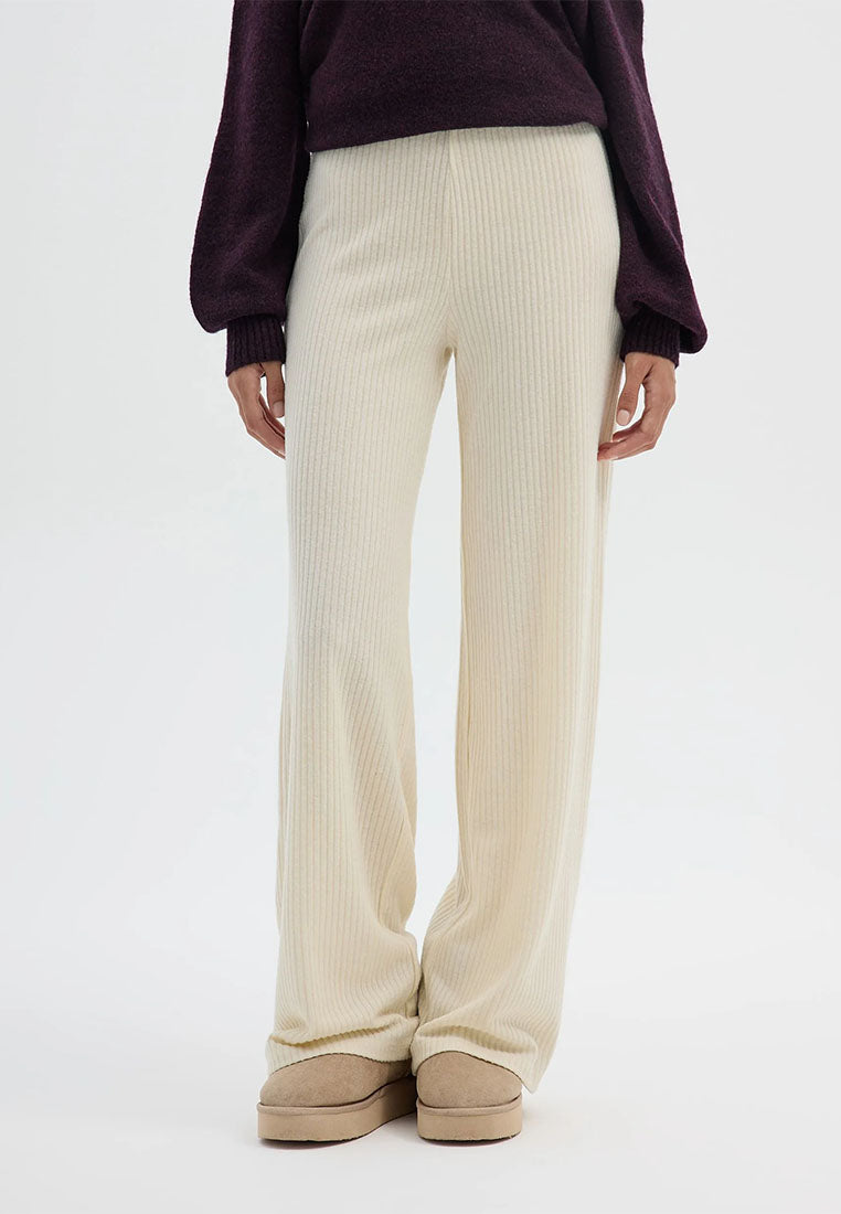 Women's Ribbed Maxi Wide Leg Trousers