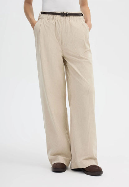 Women's Wide-leg corduroy trousers with belt