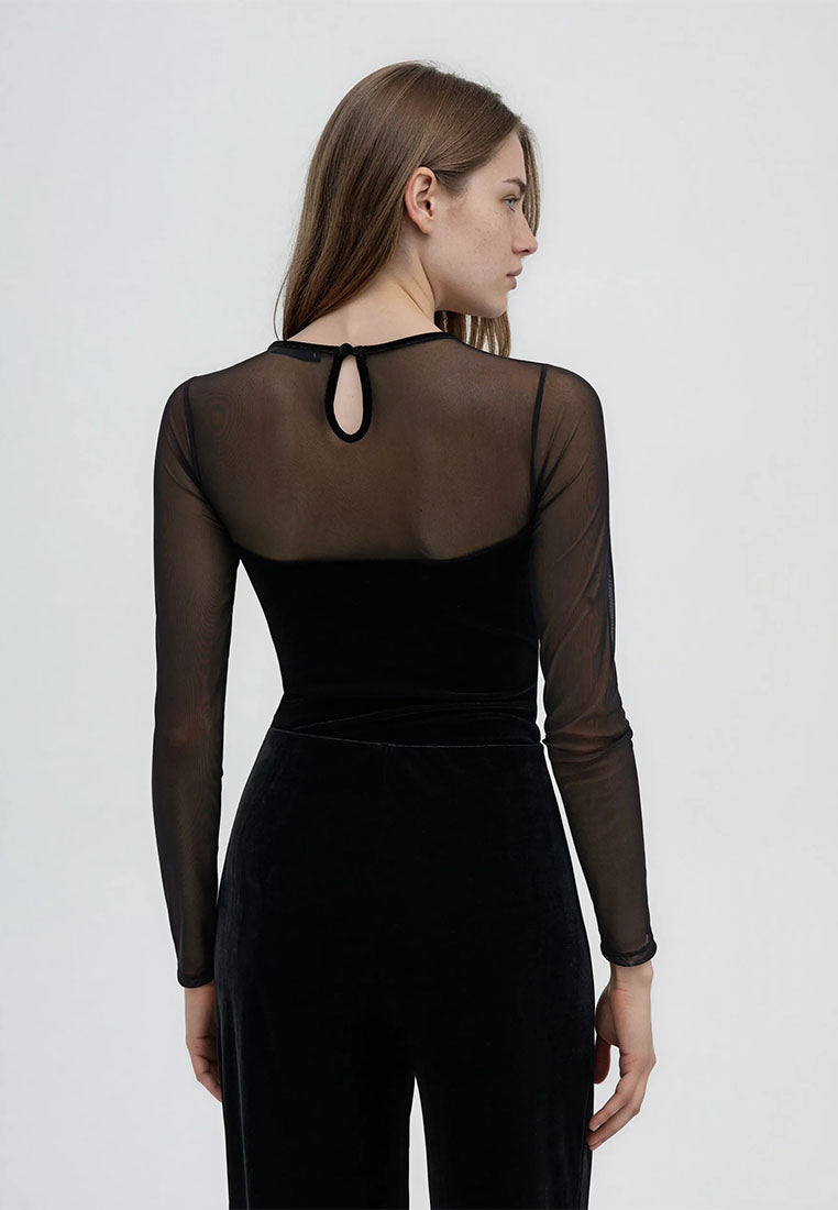 Women's Bodysuit with cups and sheer panels