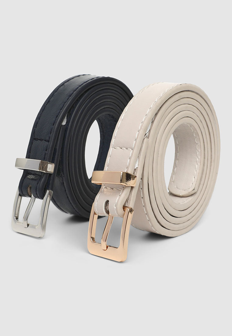 Women's Pack of 2 plain low-rise belts