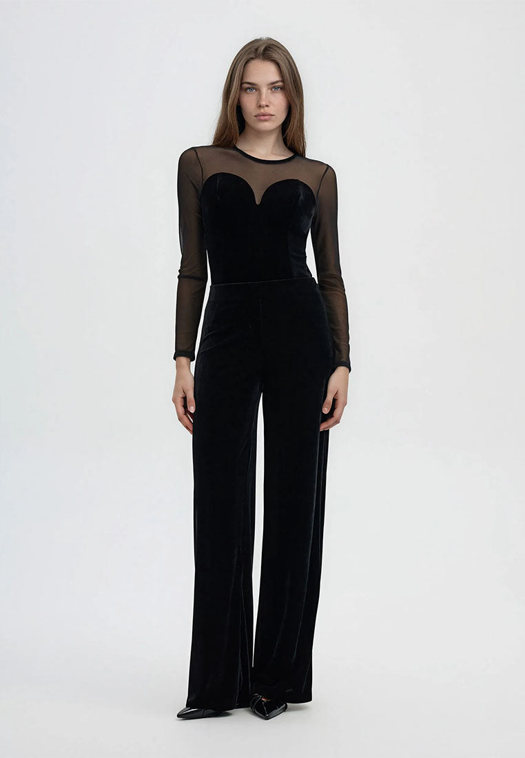 Women's Bodysuit with cups and sheer panels