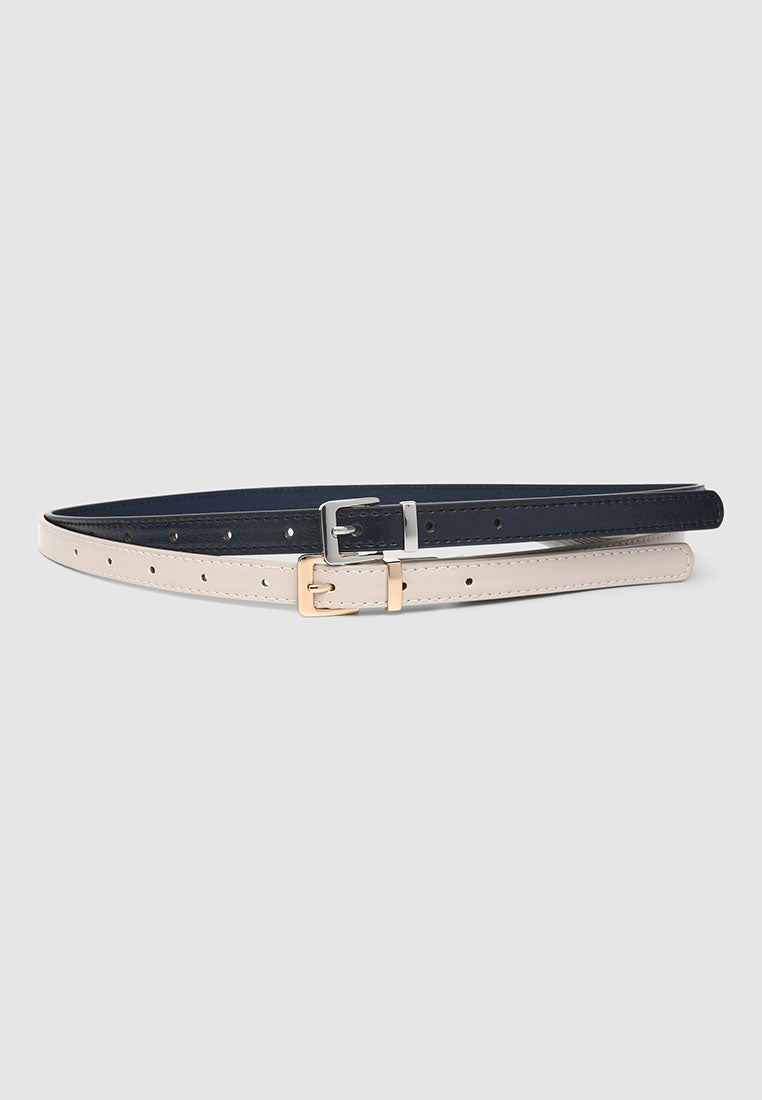 Women's Pack of 2 plain low-rise belts