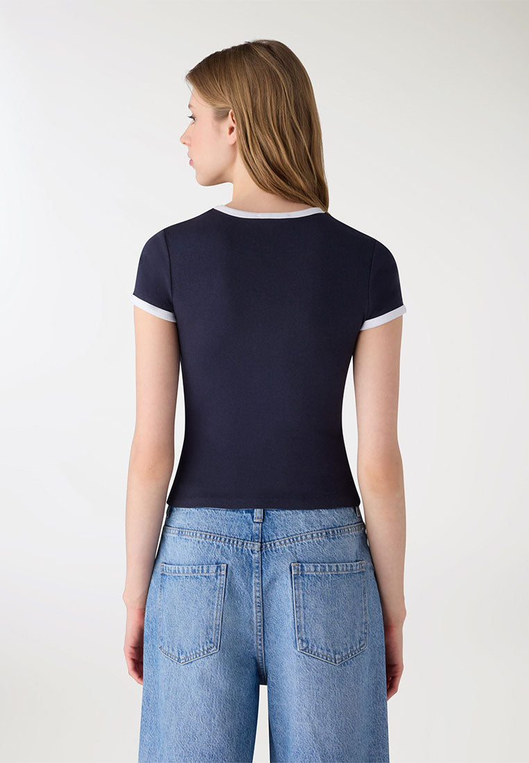 Women's Crop Short Sleeves Printed T-Shirt