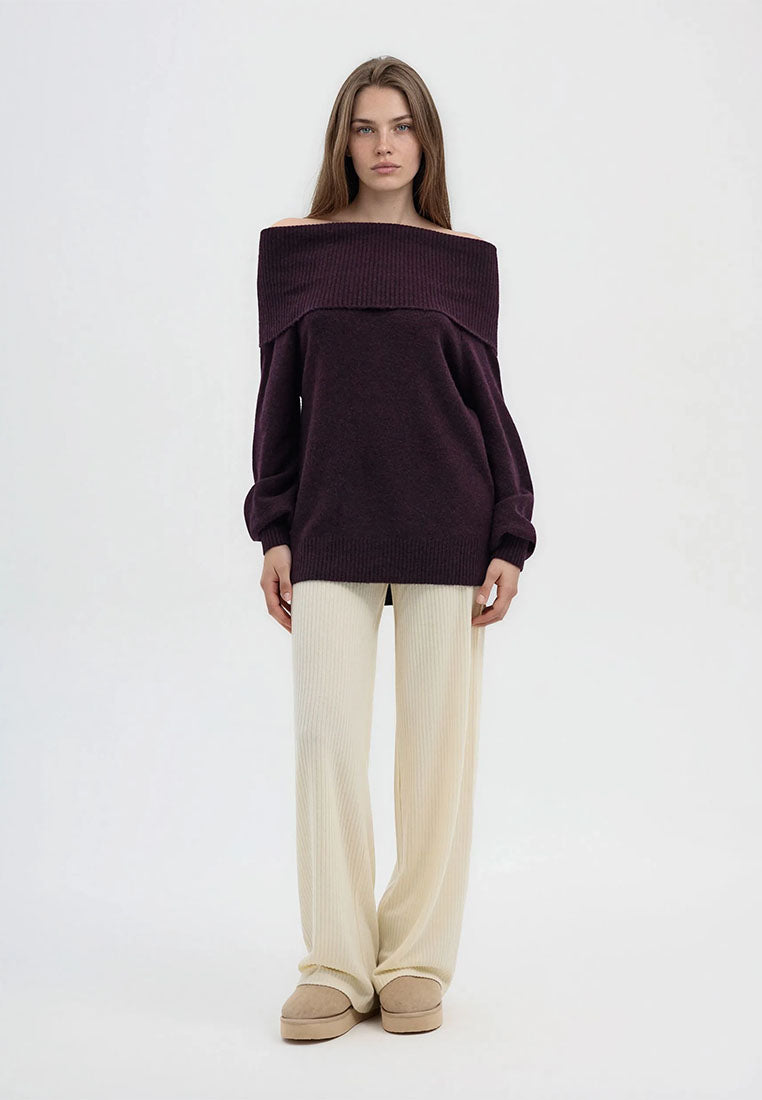 Women's Ribbed Maxi Wide Leg Trousers