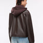 Women's Bomber Jacket with Hood and Snap Buttons