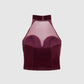 Women's Halter top with tulle insert