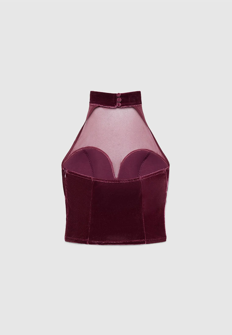 Women's Halter top with tulle insert
