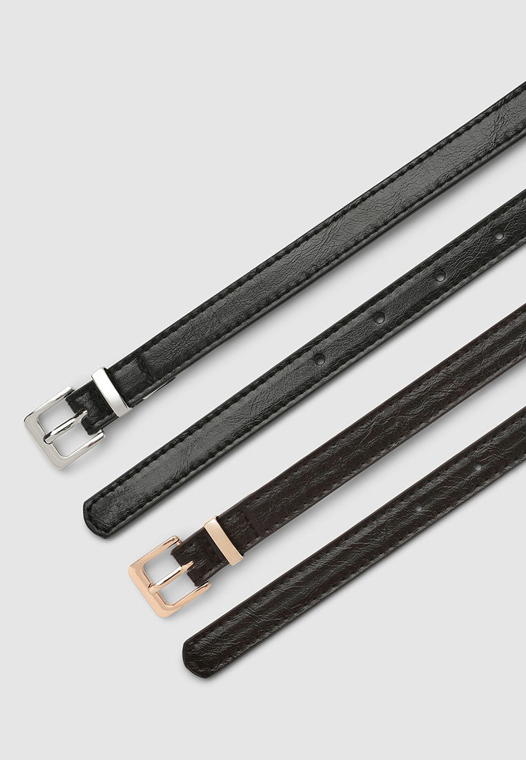 Women's Pack of 2 plain low-rise belts
