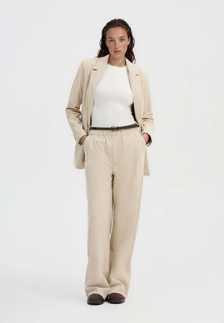 Women's Wide-leg corduroy trousers with belt