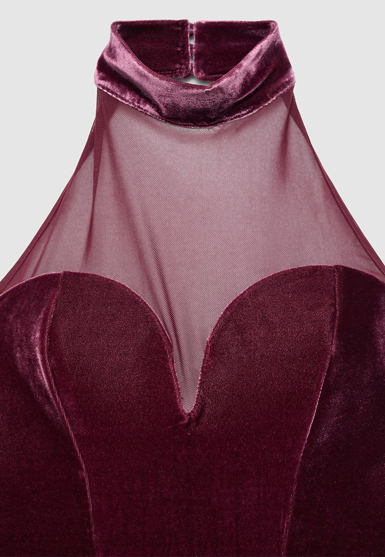 Women's Halter top with tulle insert