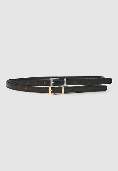 Women's Pack of 2 plain low-rise belts