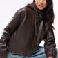 Women's Bomber Jacket with Hood and Snap Buttons