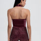 Women's Halter top with tulle insert