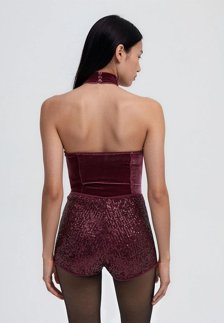 Women's Halter top with tulle insert