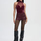 Women's Halter top with tulle insert