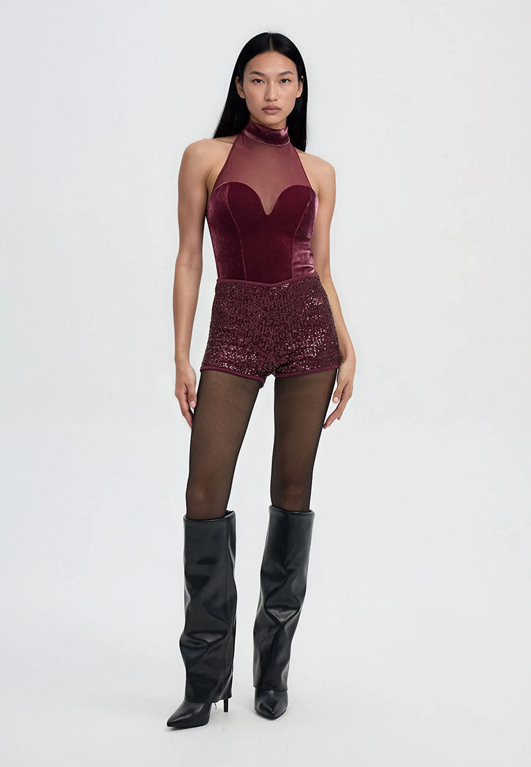 Women's Halter top with tulle insert
